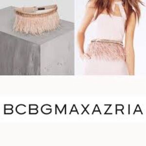 BCBGMaxAzria blush pink Ostrich Feather Belt